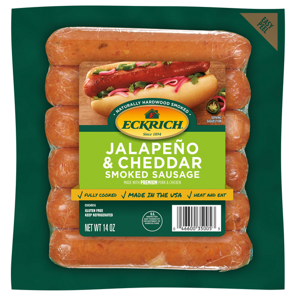Eckrich Jalapeno & Cheddar Hardwood Smoked Sausage - 6 ct