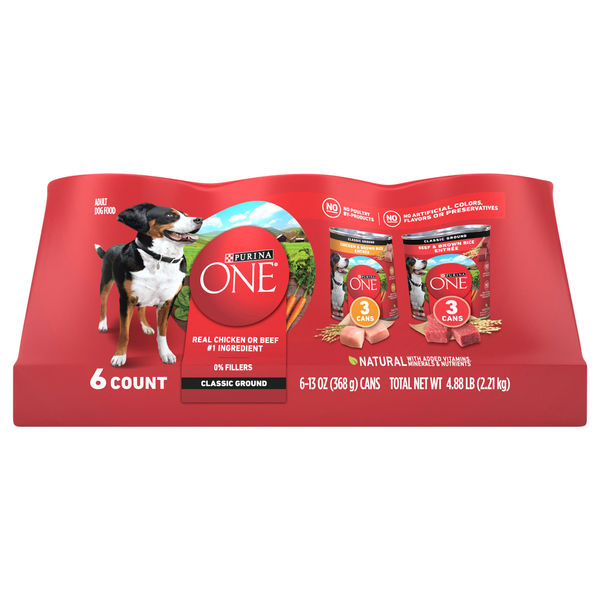 Purina ONE Classic Ground Variety Pack Adult Wet Dog Food - 6 ct