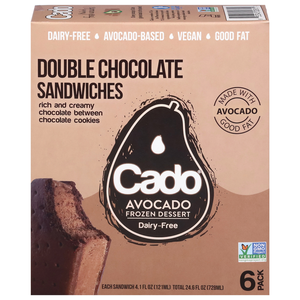 Cado Dairy Free Vegan Double Chocolate Sandwiches Avocado Dessert - 6 ct