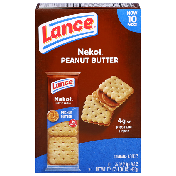 Lance Nekot Peanut Butter Sandwich Cookie Packs - 10 ct