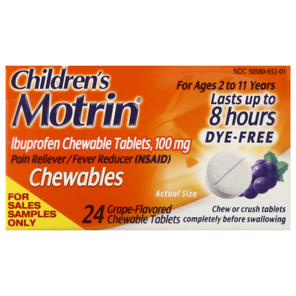 Save On Motrin Children S Ibuprofen 100 Mg Chewable Tablets Grape Dye Free Order Online Delivery Giant