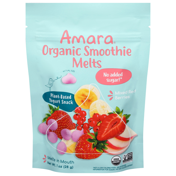 Amara Organic Mixed Red Berries Smoothie Melts Yogurt Snack