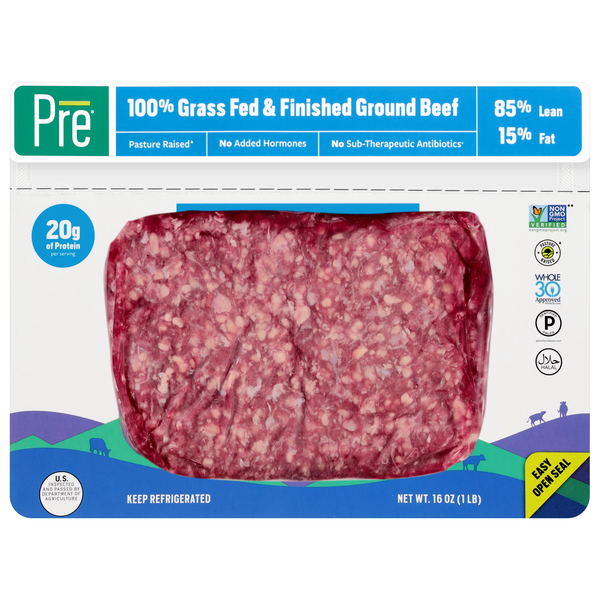 PRE Grass-fed 85% Lean 15% Fat Ground Beef Fresh