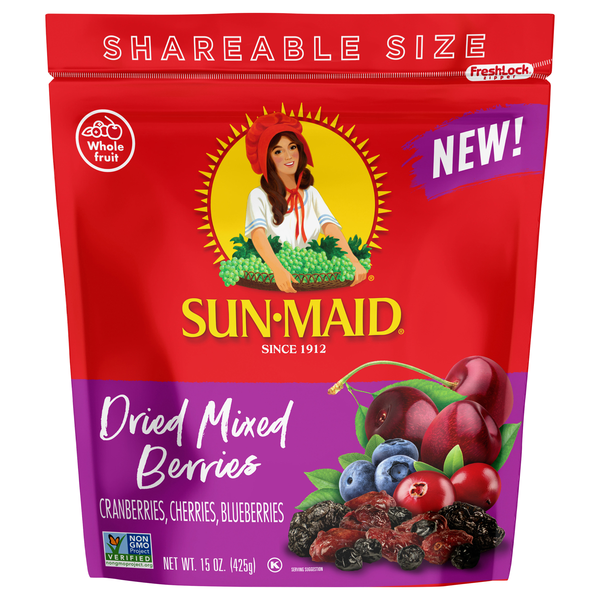 Sun-Maid Dried Fruit Mixed Berries (Cranberries Cherries & Blueberries)