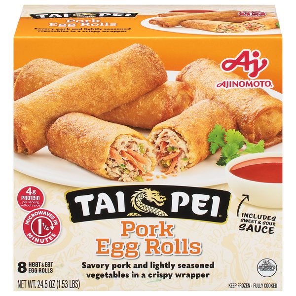 Tai Pei Pork Egg Rolls with Sweet & Sour Sauce - 8 ct Frozen