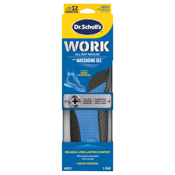 Dr. Scholl's Work Massaging Gel Insoles Men Sizes 8-14