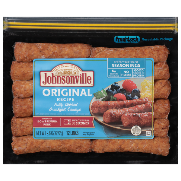 Johnsonville Original Recipe Pork Breakfast Sausage Links - 12 ct