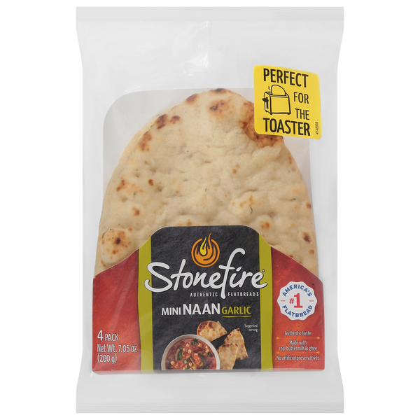 Stonefire Mini Garlic Naan Flatbread - 4 ct