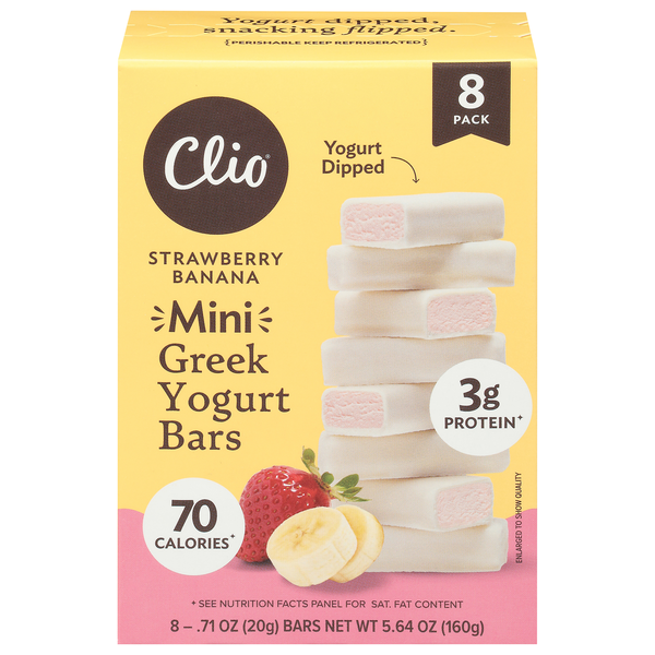 Clio Mini Strawberry Banana Greek Yogurt Bars - 8 ct Refrigerated