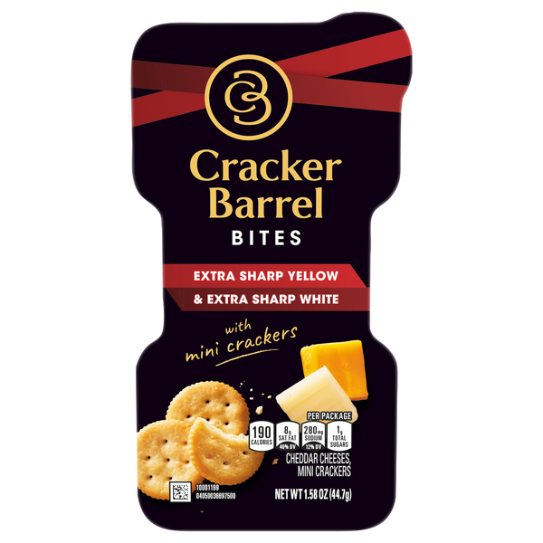Cracker Barrel Extra Sharp Yellow & White Cheddar Bites & Mini Crackers