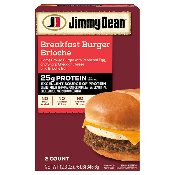 Jimmy Dean Protein Breakfast Burger Brioche Sandwiches - 2 ct Frozen