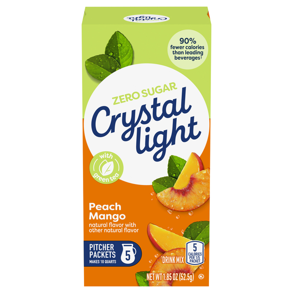 Crystal Light Sugar Free Peach Mango Green Iced Tea Mix Pitcher Packs 5 ct