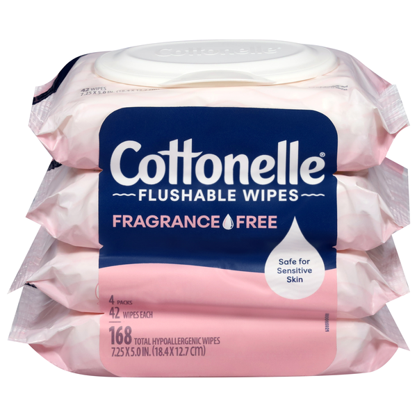 Cottonelle Fragrance Free Flushable Wipes - 4 pk
