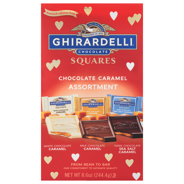 Save on Ghirardelli Chocolate Caramel Assortment Squares Valentine's