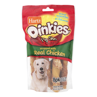 Hartz Oinkies Pig Skin Twists Wrapped with Real Chicken - 8 ct