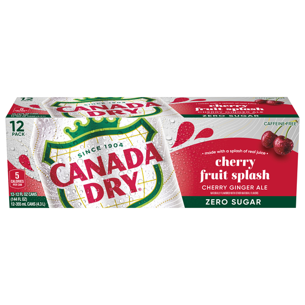 Canada Dry Zero Sugar Fruit Splash Cherry Ginger Ale Soda - 12 pk