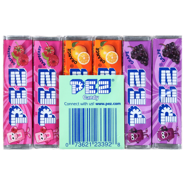 PEZ Grape/Orange/Raspberry Candy Refills - 6 ct