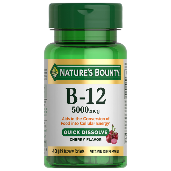 Nature's Bounty Vitamin B-12 5000 MCG Quick Dissolve Tablets Cherry