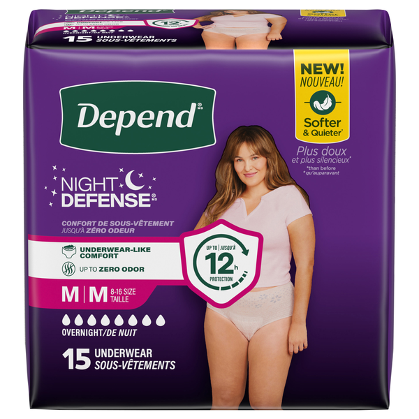 Depend Women's Night Defense Incontinence Underwear Blush M