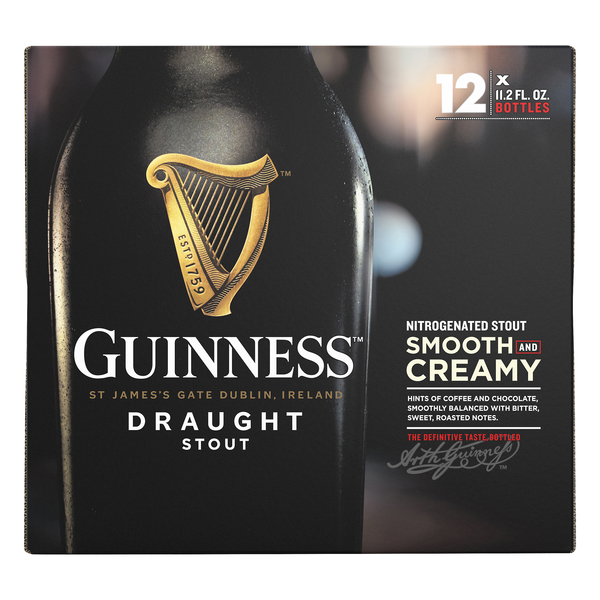 Guinness Draught Stout Smooth and Creamy Beer - 12 pk