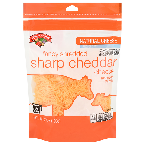 Hannaford Natural Reduced Fat Fancy Shredded Sharp Cheddar Cheese