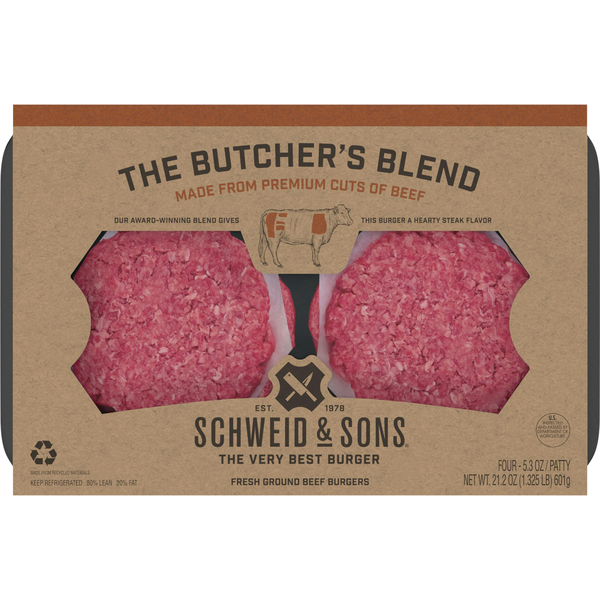 Schweid & Sons Butcher's Blend Ground Beef Burger Patties - 4 ct Fresh