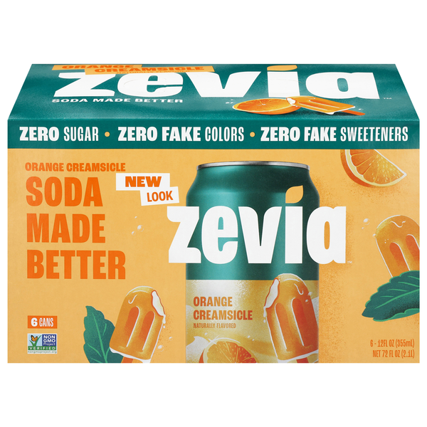 Zevia Zero Sugar Orange Creamsicle Soda - 6 pk