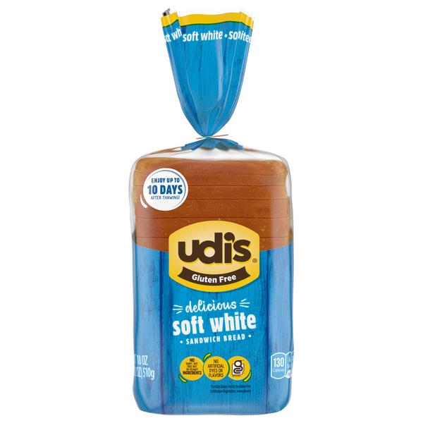 Udi's Gluten Free Soft White Sliced Bread Frozen