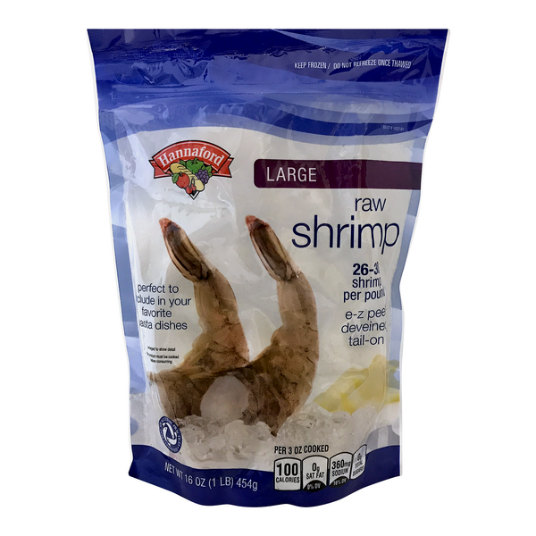 Hannaford Raw Tail-On Large EZ-Peel Shrimp 26-30 ct per lb Frozen