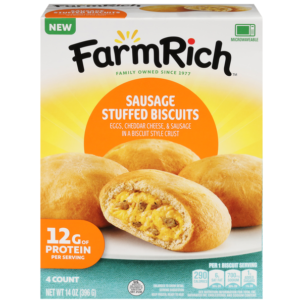 Farm Rich Sausage Stuffed Biscuits - 4 ct Frozen