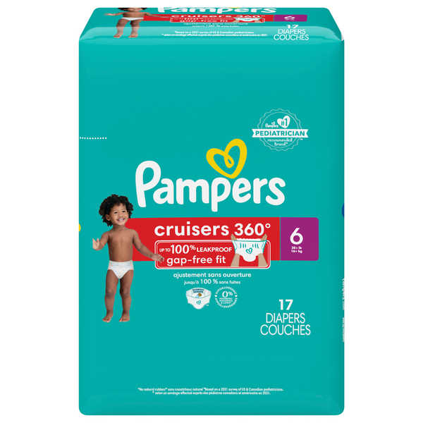 Pampers Cruisers 360 Size 6 Baby Diapers 35+ lb