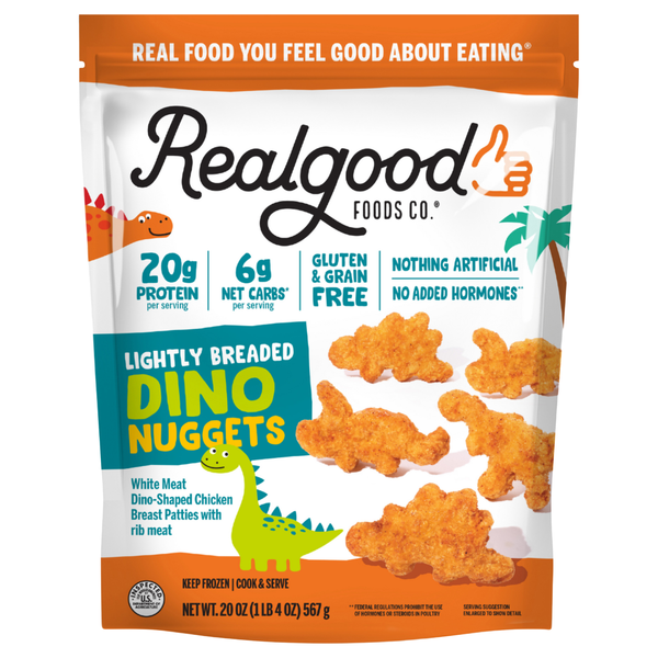 Realgood Foods Co. Lightly Breaded Dino Nuggets Frozen