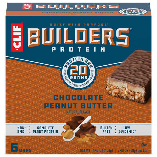 CLIF Builders Chocolate Peanut Butter 20g Protein Bar - 6 ct