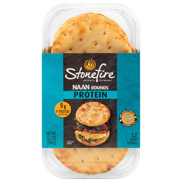 Stonefire Protein Naan Bread Rounds - 12 ct
