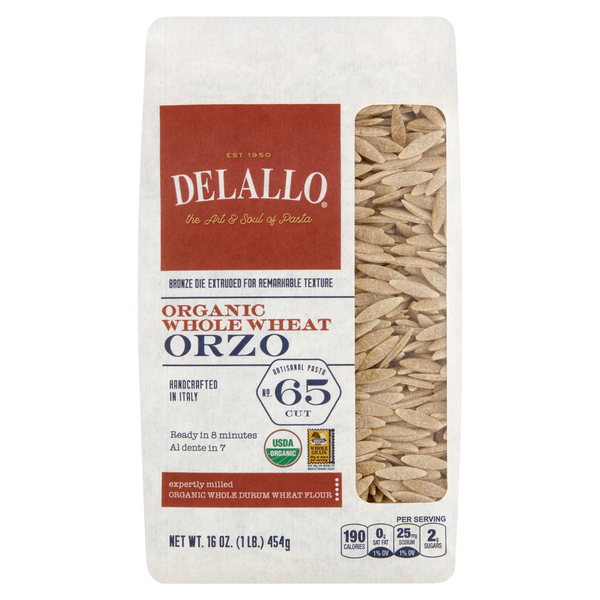 DeLallo Organic Whole Wheat Orzo Pasta