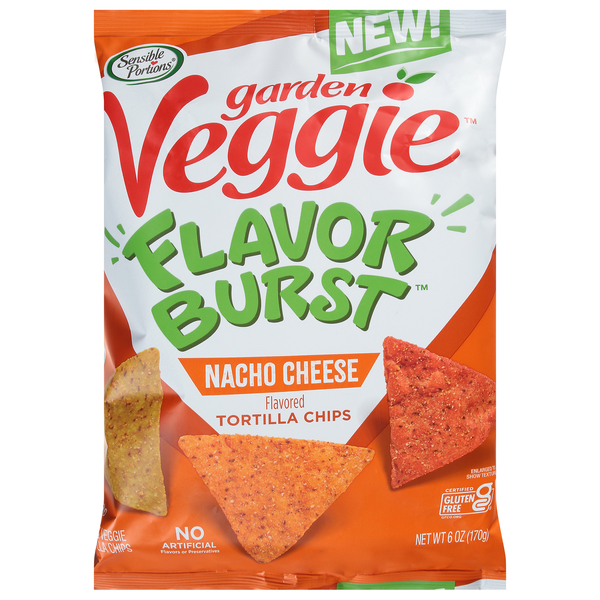 Sensible Portions Garden Veggie Flavor Burst Nacho Cheese Tortilla Chips