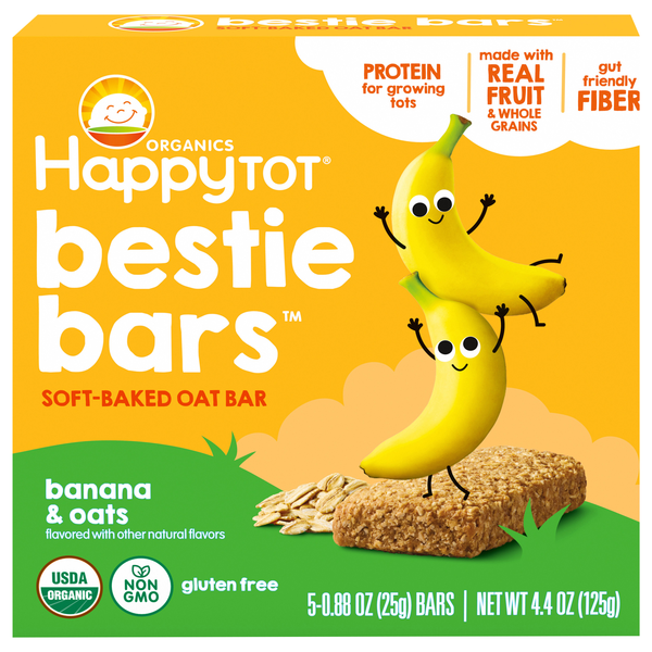 Happy Tot Organics Fiber & Protein Banana & Carrots Oat Bars - 5 ct