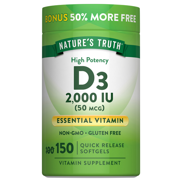 Nature's Truth D3 50 mcg 2000 IU Softgels