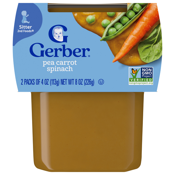 Gerber Natural 2nd Baby Food Pea Carrot Spinach - 2 ct