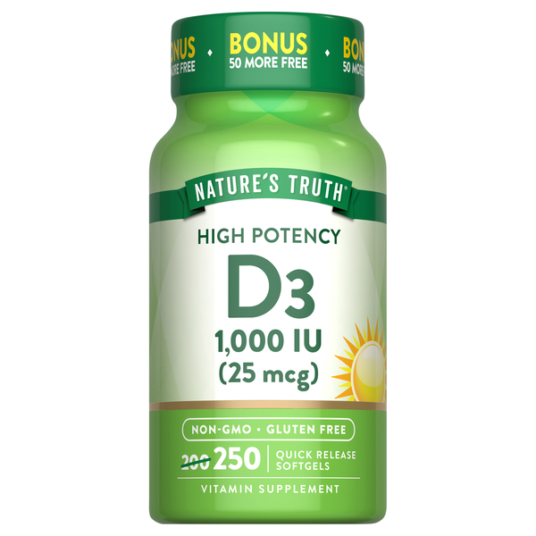 Nature's Truth Vitamin D3 25 mcg 1000 IU Quick Release Softgels