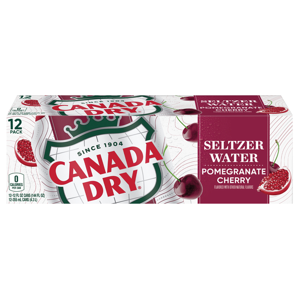 Canada Dry Pomegranate Cherry Sparkling Seltzer Water - 12 pk