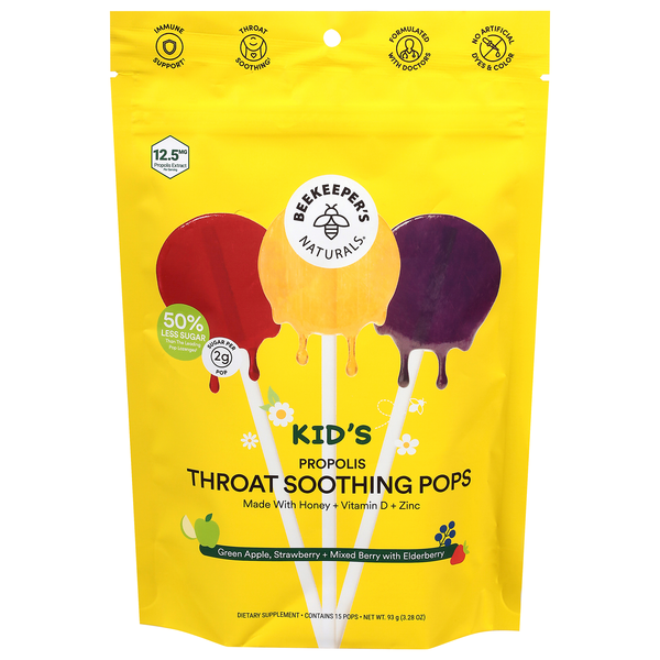 Beekeeper's Naturals Kid's Throat Soothing Lollipops