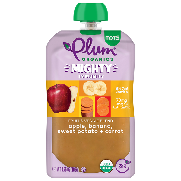 Plum Organics Tots Mighty Immunity Apple Banana Sweet Potato + Carrot