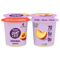 Dannon Light + Fit Fat Free Playful Peach Yogurt Cups - 4 ct