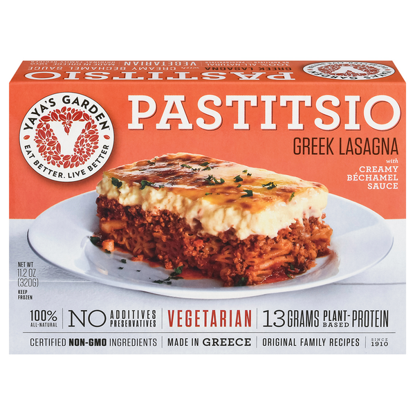 Save on Yaya's Garden Pastitsio Greek Lasagna with Creamy Bechamel