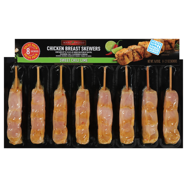 Marc Angelo Sweet Chili Lime Chicken Breast Skewers - 8 ct