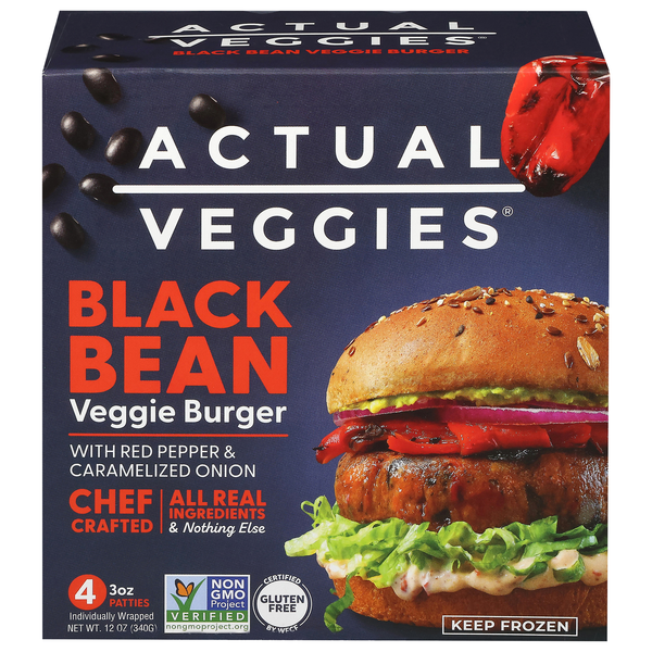 Actual Veggies Black Bean Veggie Burger - 4 ct Frozen