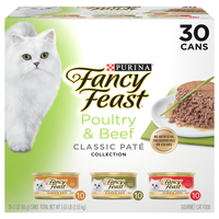 Fancy Feast Classic Pate Collection Poultry & Beef Wet Cat Food - 30 ct