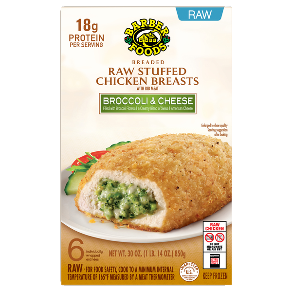 Barber Foods Raw Broccoli Cheese Breaded Stuffed Chicken Breasts - 6 ct