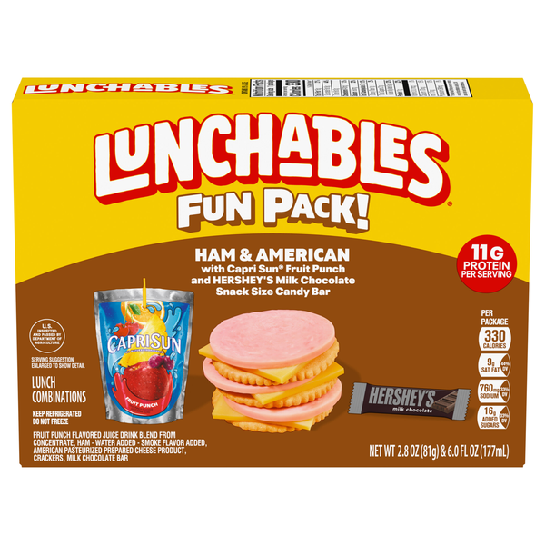 Lunchables Fun Pack! Ham & American with Capri Sun & Hershey's Chocolate